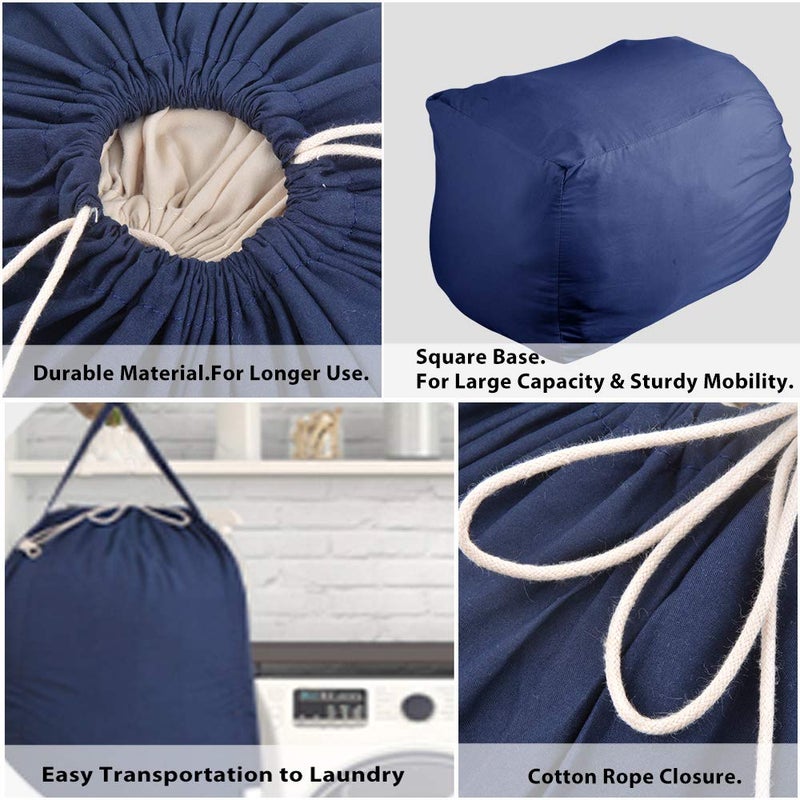 MCleanPin 140L Washable Laundry Bags with Handles,Dirty Clothes Storage for College Dorm or Travel, Laundry Liner Fit Laundry Hamper or Basket,2 Pack,Brown (Navy Blue) - Image 5